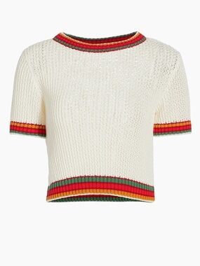 anOnlyChild Short-Sleeve Knit Top with Color-Block Trim